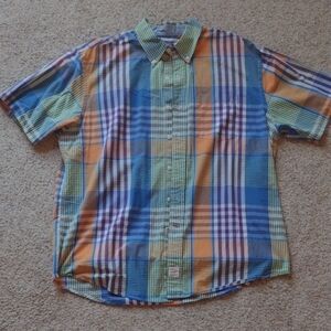 Izod Blue and Orange Casual Button Down Shirt